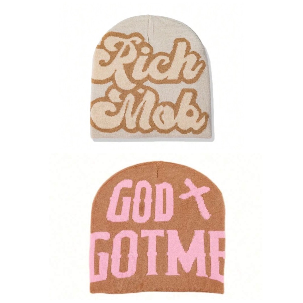 •What’s the Mood• Graphic Knit Beanie